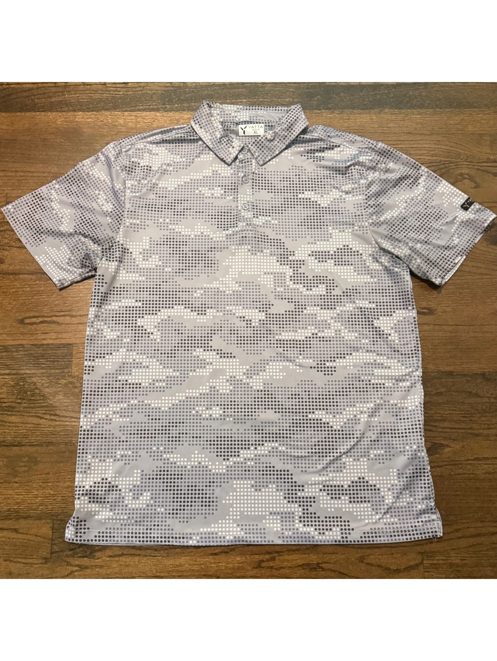 New YATTA Golf Men's Sand Trap Grey & White Polo SZ XL